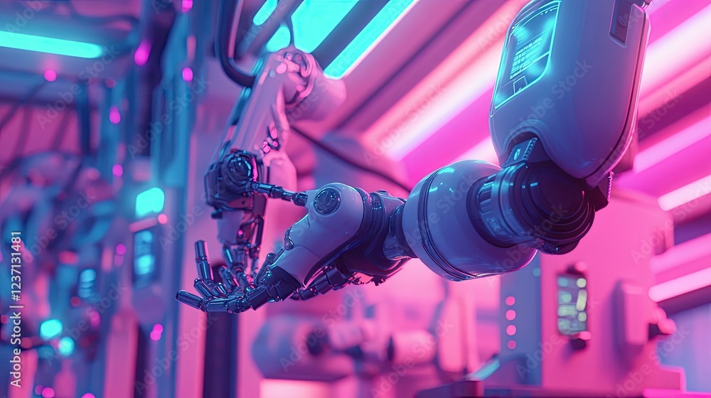 Aufkleber advanced robotic arm in futuristic laboratory setting