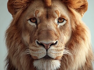 Lion Portrait: Vintage Majestic King Isolated on White Background