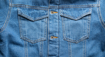 Fototapeta premium Blue denim background. Closeup view