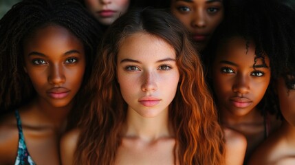 Obraz premium A group of diverse women with strong bonds, embracing inclusion and celebrating unity.