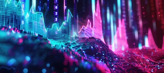 Futuristic Holographic Display of AI-Enhanced Financial Projections in Vibrant Fintech Aesthetics