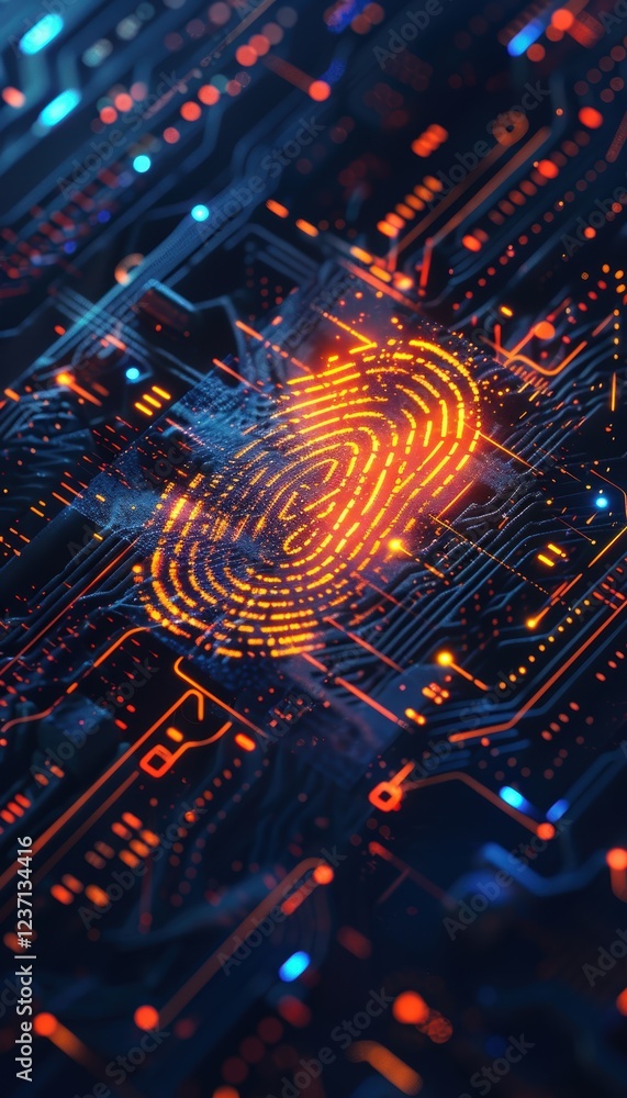 Aufkleber futuristic fintech fingerprint scanner interface for secure digital applications