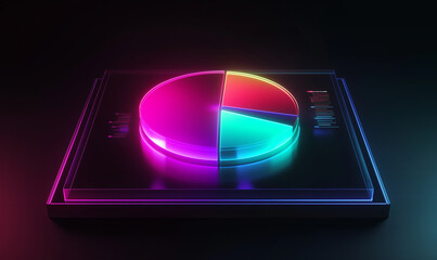 A Pie Chart on a Digital Tablet, Futuristic UI Concept for Data Breakdown and Interactive Visualization