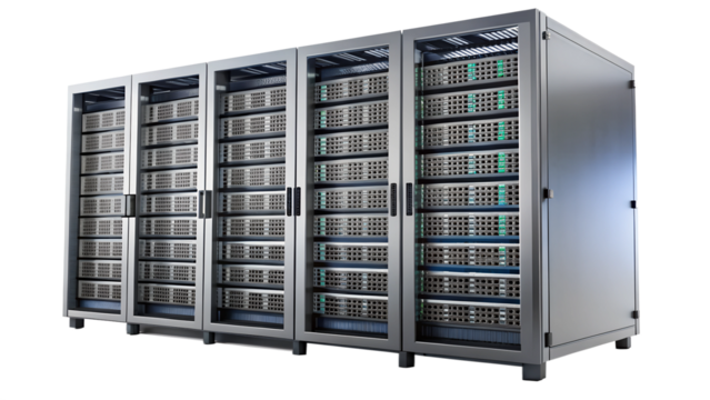 rack servers in a warehouse