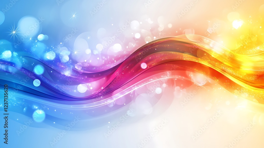 Poster abstract colorful waves with sparkling lights background