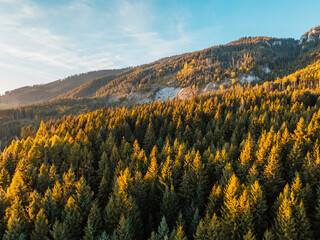 Sunset over Liptov region with Tatras mountains  landscape, Slovakia.