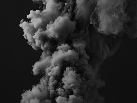 Dramatic black and white smoke explosion from a volcanic eruption or other large-scale natural disaster, evoking urgency and crisis.