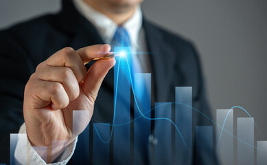 Businessman notes the highest economic indicators. High income, peak profits and abnormal sales....