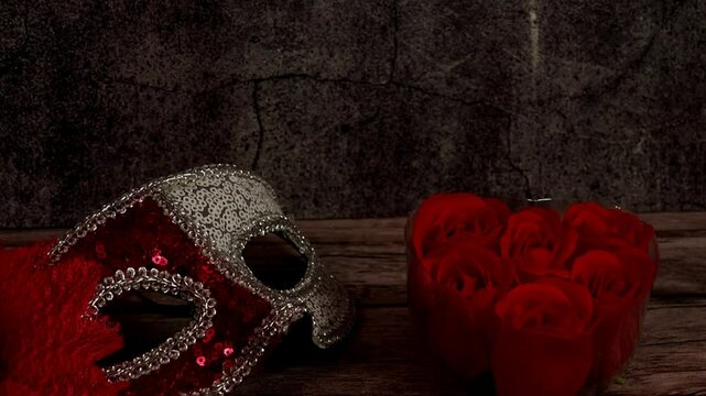 mascara carnaval oscuridad rosas rojas corazon