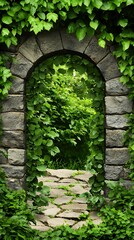 Stone Archway Enchanting Garden Path