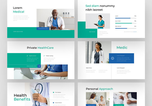 Modern Medical Presentation Layouts With Blue and Green Color