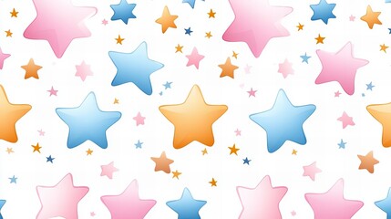 Pastel-colored stars scattered on a white background. A cheerful and dreamy design.
