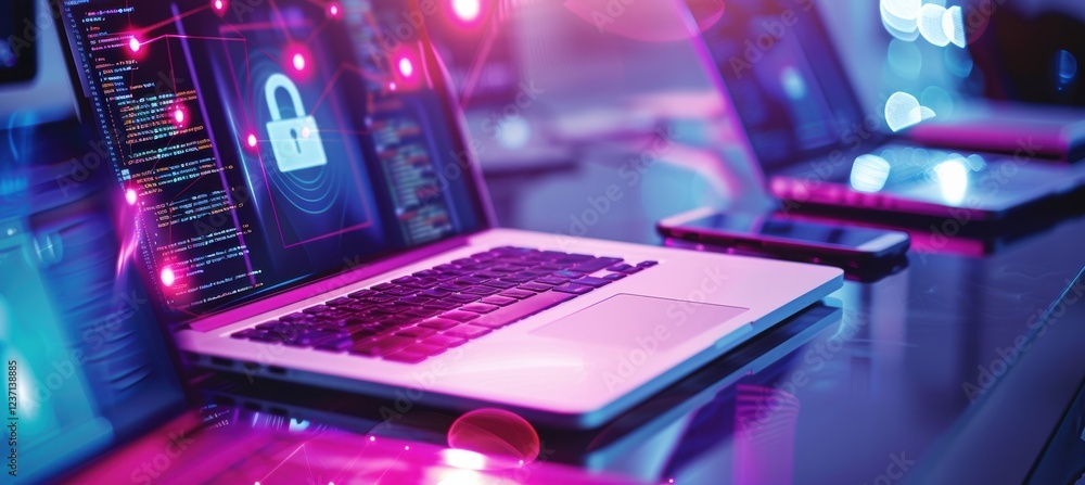 Aufkleber secure biometric authentication in modern office for enhanced digital security design