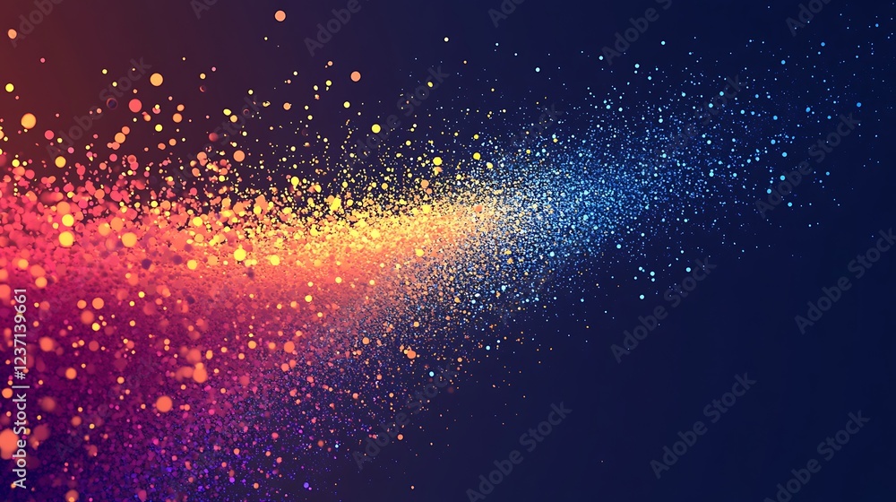 Poster abstract colorful particles exploding in space