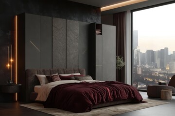Modern Dark Bedroom Suite With City View