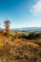 Liptov region Hiking in Tatras mountains to autumn cerenova rock view near Liptovsky Mikulas , slovakia.