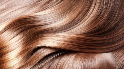 Fototapeta premium Luxurious Long Brown Hair Waves Cascading Smoothly