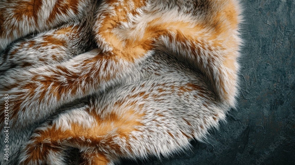 Poster soft and plush textured fur fabric with warm tones and patterns