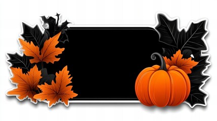 Autumnal banner with a pumpkin and leaves. Perfect for fall celebrations!