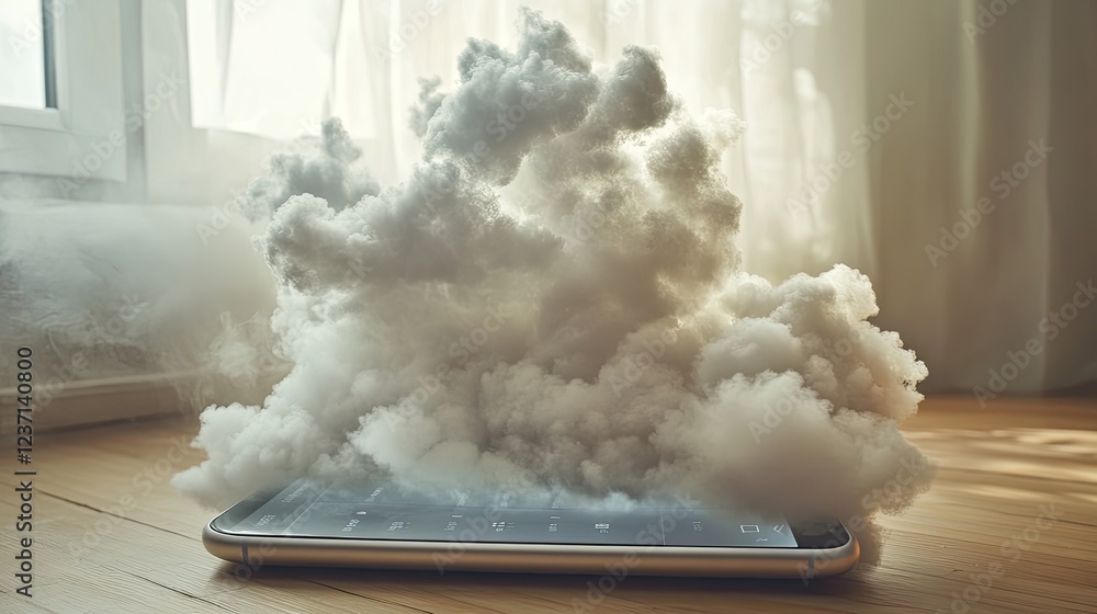 Poster cloud computing smartphone data storage concept