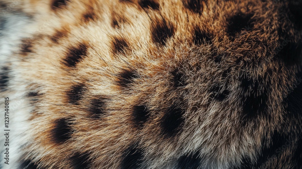 Poster close-up of wild cat fur with distinctive spots and patterns