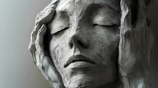 A sculptural representation of a human figure, conveying emotion and depth through texture. Sculptural Depth. Illustration