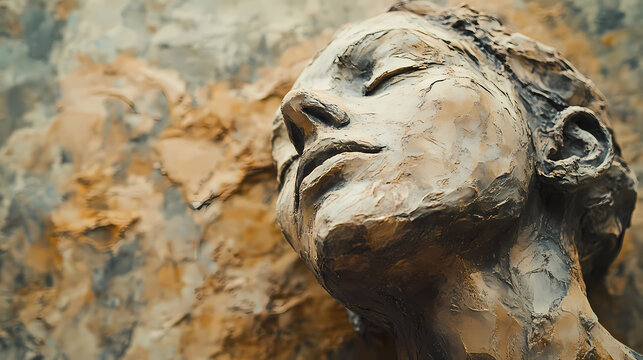 A sculptural representation of a human figure, conveying emotion and depth through texture. Sculptural Depth. Illustration