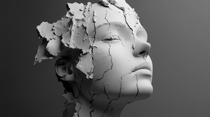 A sculptural representation of emotional struggle and resilience. cyberbullying on social media. Sculptural Depth. Illustration