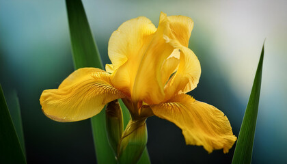 vibrant yellow iris in bloom
