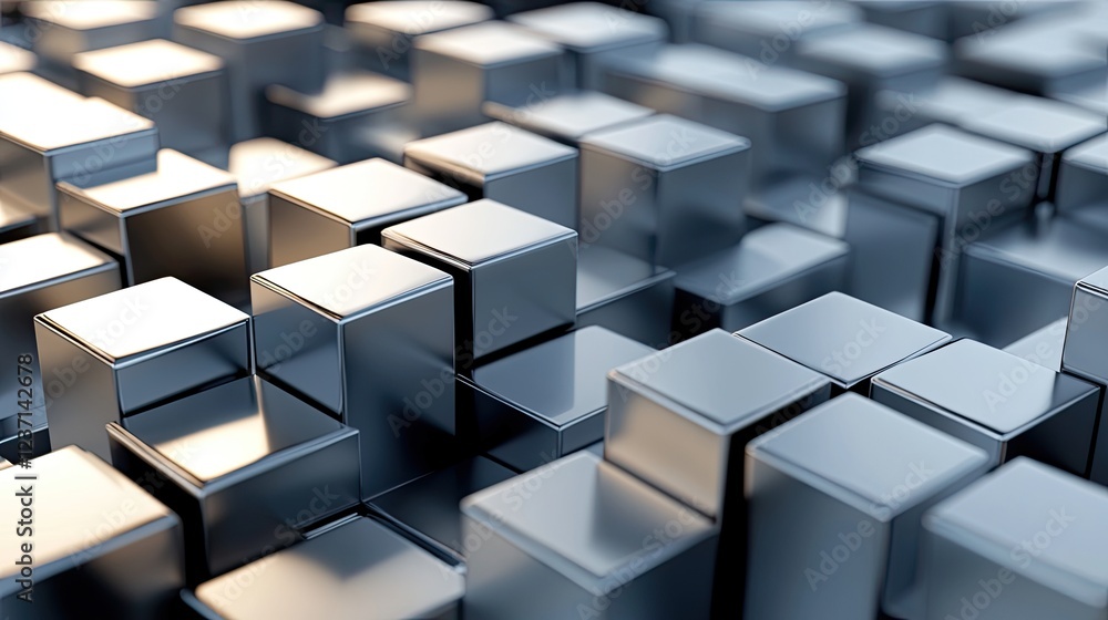 Poster abstract metallic cubes geometric pattern design