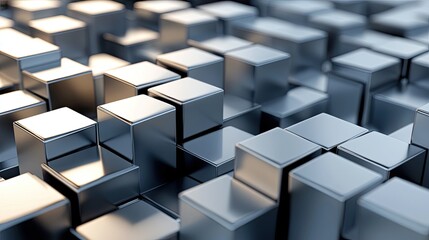 Abstract Metallic Cubes Geometric Pattern Design
