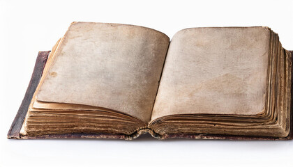 Naklejka premium old open book cover in canvas circa 1848 isolated on white perfect in detail