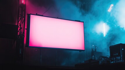 Pink Screen on Stage with Blue Lighting Effects