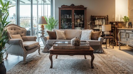 Obraz premium Cozy Living Room with Elegant Furniture and Natural Light