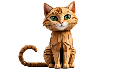 cardboard cartoon cat, PNG