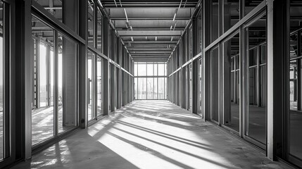 Modern Industrial Interior with Glass Walls and Natural Light