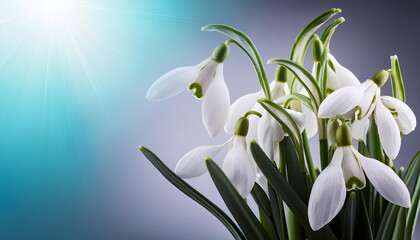 snowdrops bouquet with flower stems