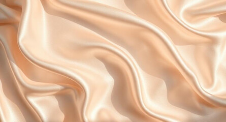 Obraz premium Peach fuzz color silk fabric with soft folds and waves, Elegant Flowing Folds and Creases for Luxurious Branding