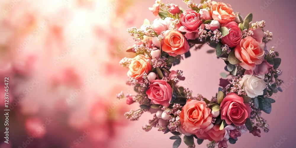 Aufkleber a wreath of roses is the main focus of the image. the roses are arranged in a circular pattern, with