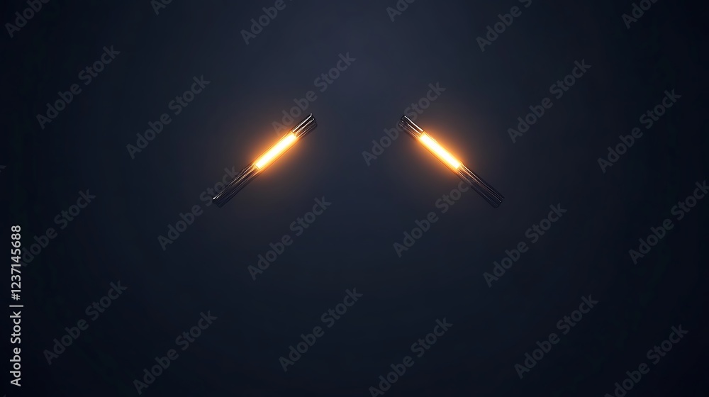 Poster glowing linear lights create v shape against dark background