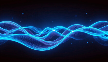 Abstract Blue Flowing Waves Against a Dark Background, Wallpaper Dark Futuristic Blue Backgrounds