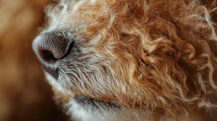 Close-up of a Dog's Curly Fur and Snout in Soft Natural Light