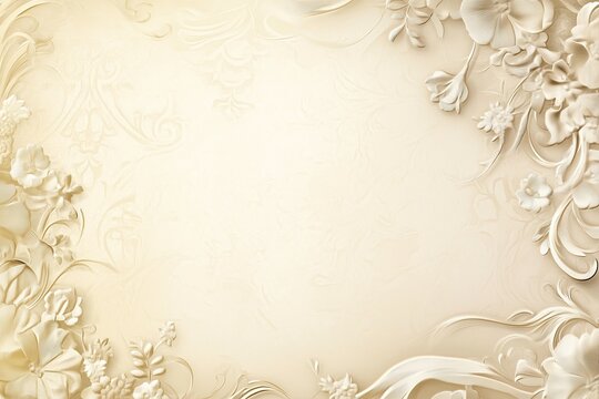 Elegant floral embossed frame on cream background.