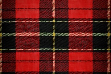 Classic red and black tartan plaid fabric pattern.