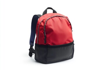 Fototapeta premium A sturdy red and black backpack suitable for travel, school, hiking, or daily commuting. Waterproof and built to last.