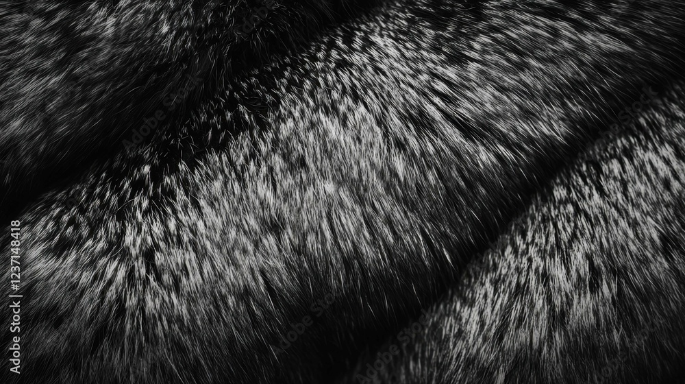 Poster Soft Black and Grey Fur Texture with Intricate Patterns and Detail