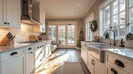 Sunlit Winter Kitchen: A Cozy Christmas Morning