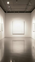 Fototapeta premium Minimalist Art Gallery with Blank Canvas and White Walls
