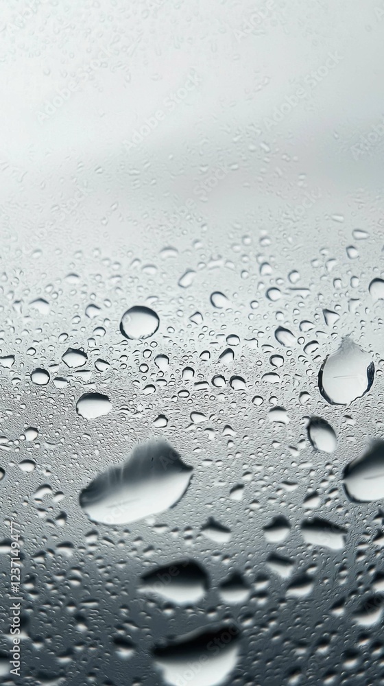 Aufkleber close-up of raindrops on a window with soft background blur