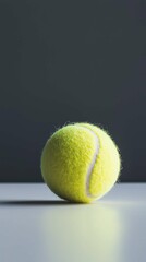 Bright Yellow Tennis Ball on Dark Background with Minimalist Style
